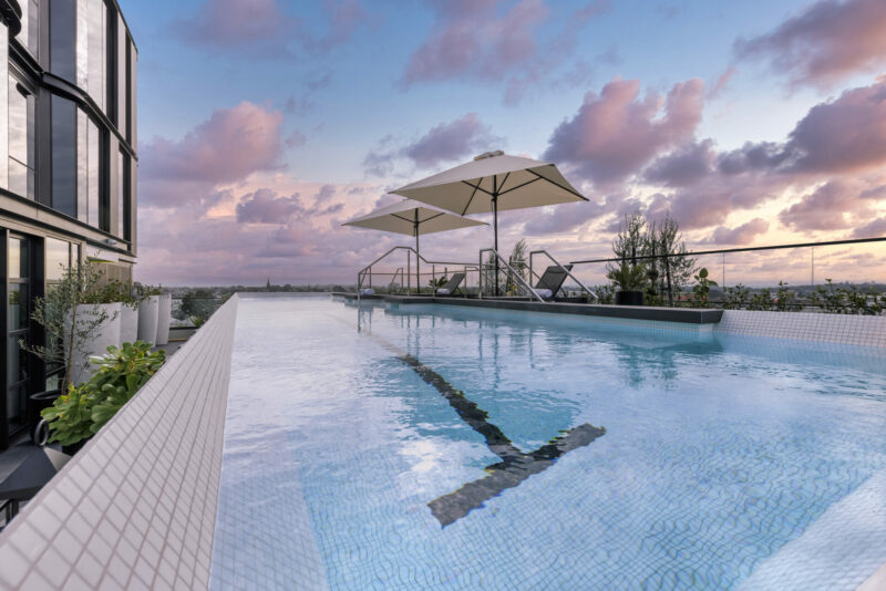 detailed shot of the rooftop pool