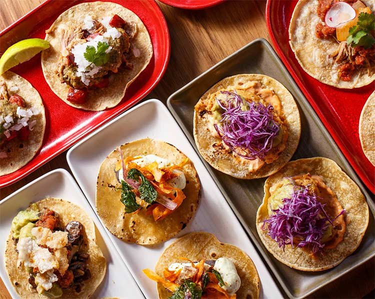 a selection of different flavoured taco fillings at a mexican restaurant in melbourne