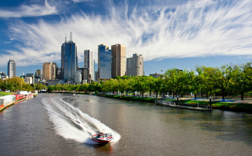 Yarra River and Melbourne skyline during the Labour Day long weekend