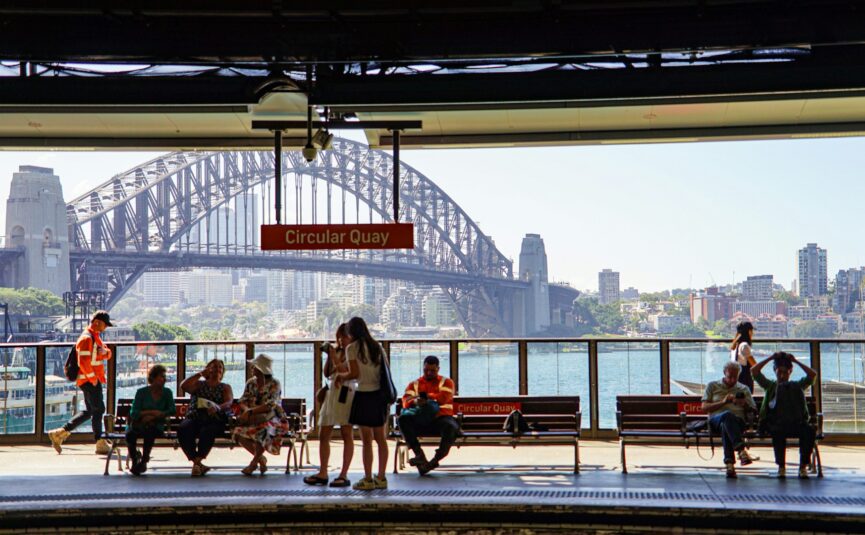 Train Platform View of Circular Quay in Sydney, Australia during a sunny day